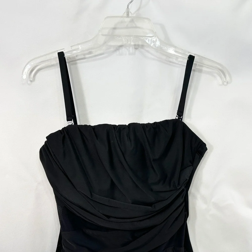 Miraclesuit Black One Piece Swimsuit Ruched Tummy Control Bandeau Tank 348